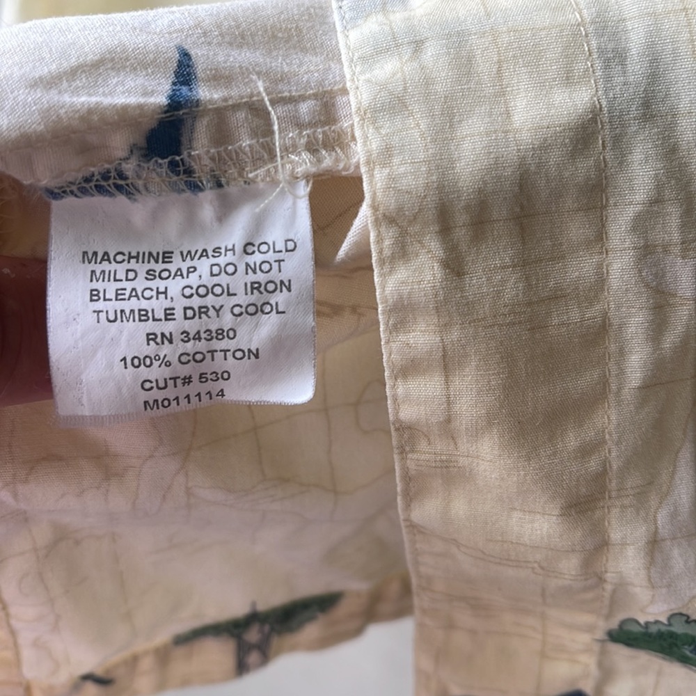 HOOK & TACKLE Swordfish Lighthouse Fishing Nautical Map Button Down Size Medium - Picture 7 of 11